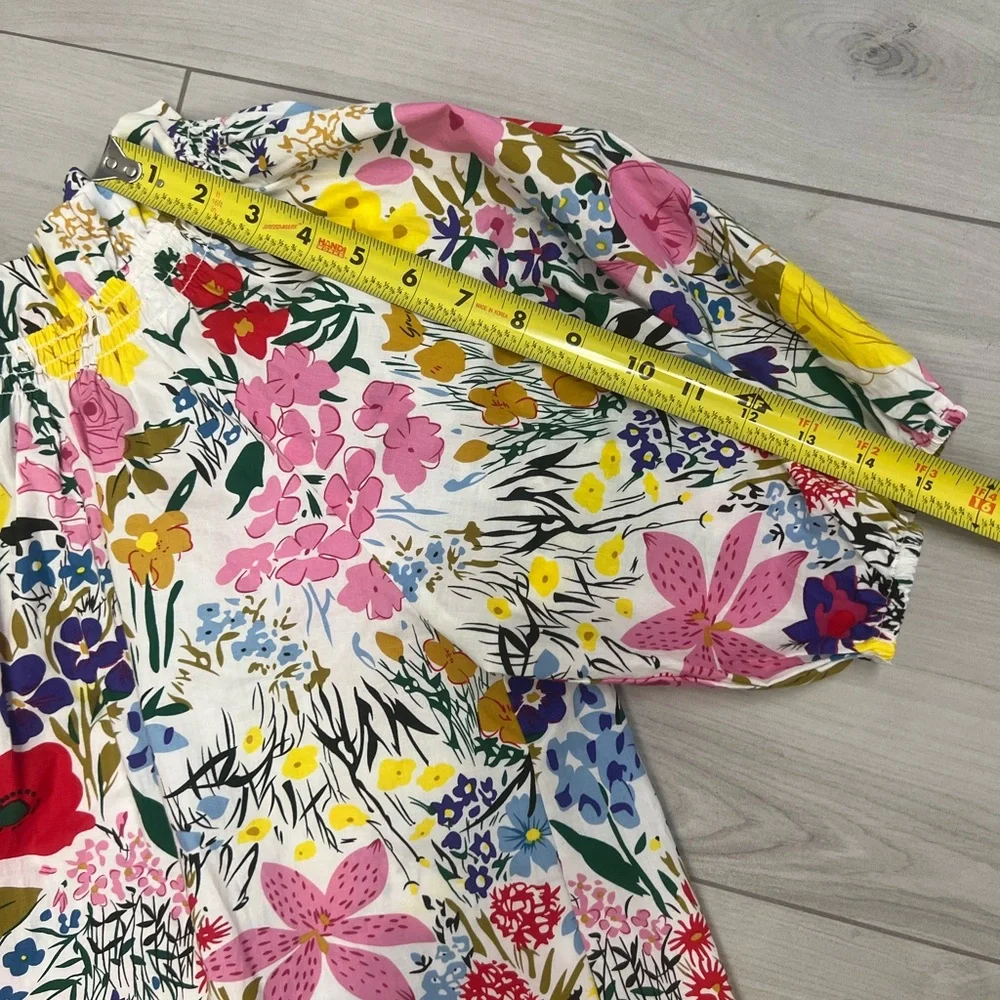 THML Multicolor Floral Puff-Sleeve Blouse Sz S Boho Chic Cottagecore Coquette - Picture 7 of 8